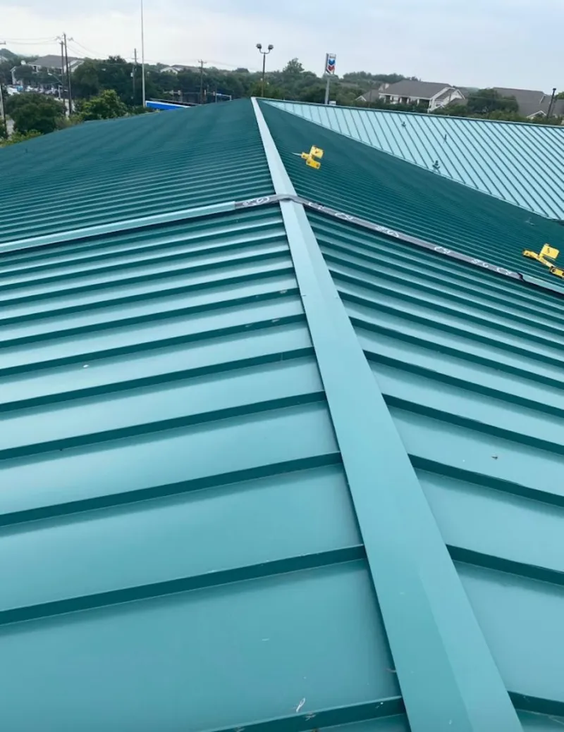 Green commercial metal roof ridge and valley for Metal Roof Repair in Rolling Hills Estates